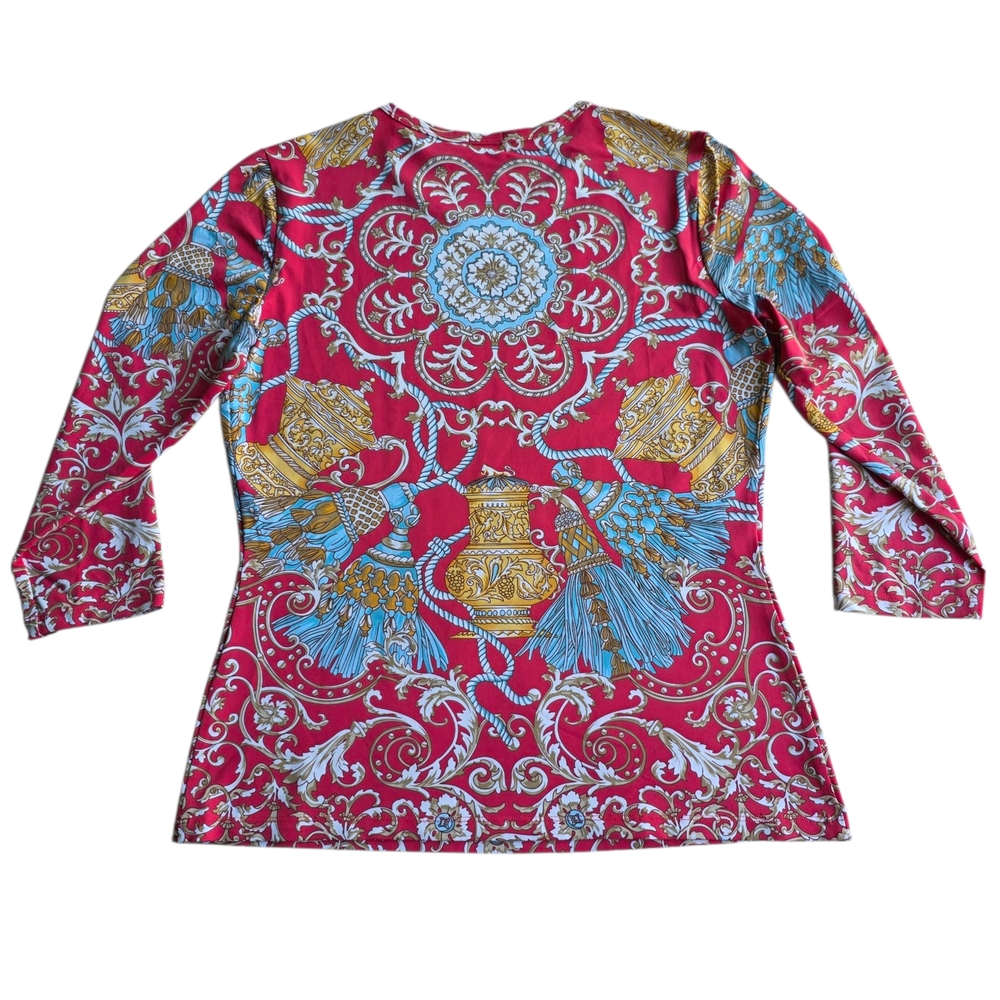 J. McLaughlin Tassel Print Top Three Quarter Sleeve - Picture 2 of 8